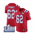 Men's Nike New England Patriots #62 Joe Thuney Red Alternate Vapor Untouchable Limited Player Super Bowl LIII Bound NFL Jersey