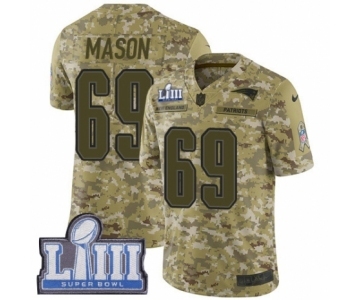 Men's Nike New England Patriots #69 Shaq Mason Limited Camo 2018 Salute to Service Super Bowl LIII Bound NFL Jersey