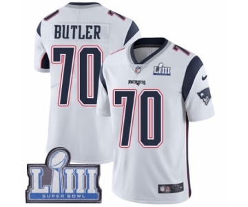 Men's Nike New England Patriots #70 Adam Butler White Vapor Untouchable Limited Player Super Bowl LIII Bound NFL Jersey