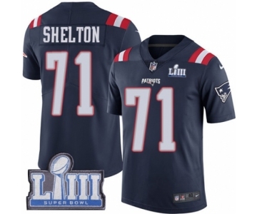 Men's Nike New England Patriots #71 Danny Shelton Limited Navy Blue Rush Vapor Untouchable Super Bowl LIII Bound NFL Jersey