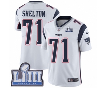 Men's Nike New England Patriots #71 Danny Shelton White Vapor Untouchable Limited Player Super Bowl LIII Bound NFL Jersey