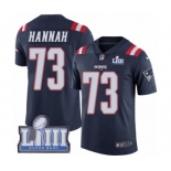 Men's Nike New England Patriots #73 John Hannah Limited Navy Blue Rush Vapor Untouchable Super Bowl LIII Bound NFL Jersey