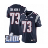 Men's Nike New England Patriots #73 John Hannah Navy Blue Team Color Vapor Untouchable Limited Player Super Bowl LIII Bound NFL Jersey