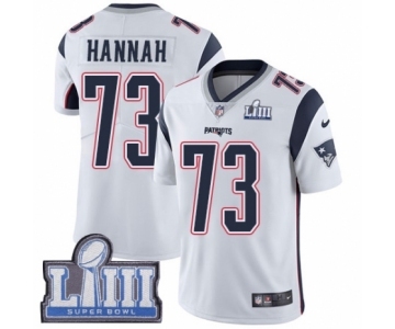 Men's Nike New England Patriots #73 John Hannah White Vapor Untouchable Limited Player Super Bowl LIII Bound NFL Jersey