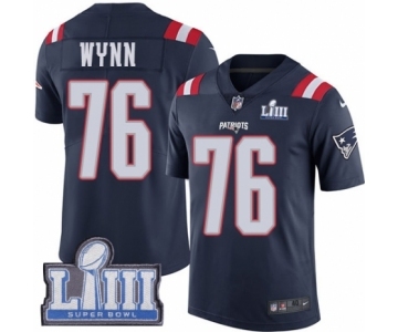 Men's Nike New England Patriots #76 Isaiah Wynn Limited Navy Blue Rush Vapor Untouchable Super Bowl LIII Bound NFL Jersey