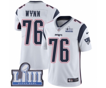 Men's Nike New England Patriots #76 Isaiah Wynn White Vapor Untouchable Limited Player Super Bowl LIII Bound NFL Jersey