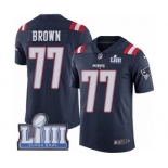 Men's Nike New England Patriots #77 Trent Brown Limited Navy Blue Rush Vapor Untouchable Super Bowl LIII Bound NFL Jersey