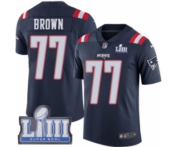 Men's Nike New England Patriots #77 Trent Brown Limited Navy Blue Rush Vapor Untouchable Super Bowl LIII Bound NFL Jersey