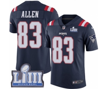 Men's Nike New England Patriots #83 Dwayne Allen Limited Navy Blue Rush Vapor Untouchable Super Bowl LIII Bound NFL Jersey