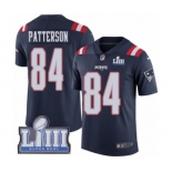 Men's Nike New England Patriots #84 Cordarrelle Patterson Limited Navy Blue Rush Vapor Untouchable Super Bowl LIII Bound NFL Jersey