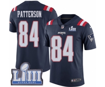 Men's Nike New England Patriots #84 Cordarrelle Patterson Limited Navy Blue Rush Vapor Untouchable Super Bowl LIII Bound NFL Jersey