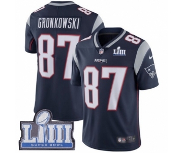 Men's Nike New England Patriots #87 Rob Gronkowski Navy Blue Team Color Vapor Untouchable Limited Player Super Bowl LIII Bound NFL Jersey