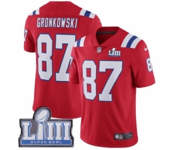 Men's Nike New England Patriots #87 Rob Gronkowski Red Alternate Vapor Untouchable Limited Player Super Bowl LIII Bound NFL Jersey