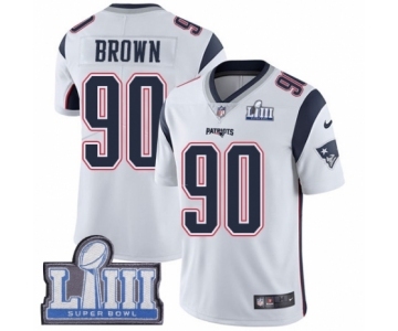 Men's Nike New England Patriots #90 Malcom Brown White Vapor Untouchable Limited Player Super Bowl LIII Bound NFL Jersey