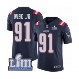 Men's Nike New England Patriots #91 Deatrich Wise Jr Limited Navy Blue Rush Vapor Untouchable Super Bowl LIII Bound NFL Jersey