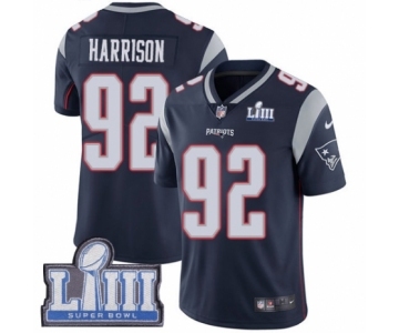 Men's Nike New England Patriots #92 James Harrison Navy Blue Team Color Vapor Untouchable Limited Player Super Bowl LIII Bound NFL Jersey