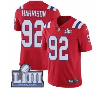 Men's Nike New England Patriots #92 James Harrison Red Alternate Vapor Untouchable Limited Player Super Bowl LIII Bound NFL Jersey