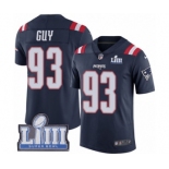 Men's Nike New England Patriots #93 Lawrence Guy Limited Navy Blue Rush Vapor Untouchable Super Bowl LIII Bound NFL Jersey