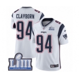 Men's Nike New England Patriots #94 Adrian Clayborn White Vapor Untouchable Limited Player Super Bowl LIII Bound NFL Jersey