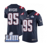 Men's Nike New England Patriots #95 Derek Rivers Limited Navy Blue Rush Vapor Untouchable Super Bowl LIII Bound NFL Jersey