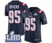 Men's Nike New England Patriots #95 Derek Rivers Limited Navy Blue Rush Vapor Untouchable Super Bowl LIII Bound NFL Jersey