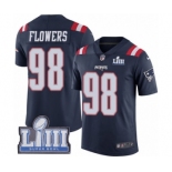 Men's Nike New England Patriots #98 Trey Flowers Limited Navy Blue Rush Vapor Untouchable Super Bowl LIII Bound NFL Jersey