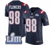 Men's Nike New England Patriots #98 Trey Flowers Limited Navy Blue Rush Vapor Untouchable Super Bowl LIII Bound NFL Jersey