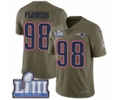 Men's Nike New England Patriots #98 Trey Flowers Limited Olive 2017 Salute to Service Super Bowl LIII Bound NFL Jersey