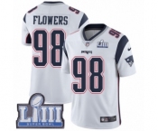 Men's Nike New England Patriots #98 Trey Flowers White Vapor Untouchable Limited Player Super Bowl LIII Bound NFL Jersey