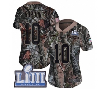 Women's Nike New England Patriots #10 Josh Gordon Camo Rush Realtree Limited Super Bowl LIII Bound NFL Jersey