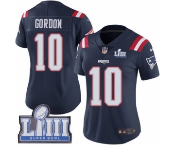 Women's Nike New England Patriots #10 Josh Gordon Limited Navy Blue Rush Vapor Untouchable Super Bowl LIII Bound NFL Jersey