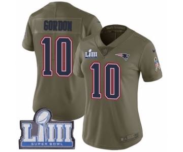 Women's Nike New England Patriots #10 Josh Gordon Limited Olive 2017 Salute to Service Super Bowl LIII Bound NFL Jersey