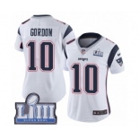 Women's Nike New England Patriots #10 Josh Gordon White Vapor Untouchable Limited Player Super Bowl LIII Bound NFL Jersey