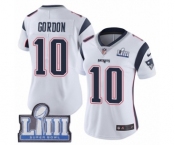 Women's Nike New England Patriots #10 Josh Gordon White Vapor Untouchable Limited Player Super Bowl LIII Bound NFL Jersey