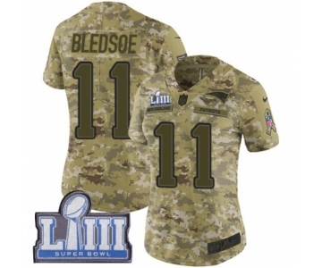 Women's Nike New England Patriots #11 Drew Bledsoe Limited Camo 2018 Salute to Service Super Bowl LIII Bound NFL Jersey