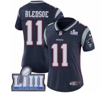 Women's Nike New England Patriots #11 Drew Bledsoe Navy Blue Team Color Vapor Untouchable Limited Player Super Bowl LIII Bound NFL Jersey