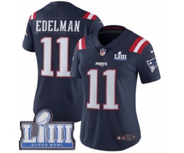 Women's Nike New England Patriots #11 Julian Edelman Limited Navy Blue Rush Vapor Untouchable Super Bowl LIII Bound NFL Jersey