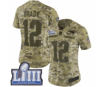 Women's Nike New England Patriots #12 Tom Brady Limited Camo 2018 Salute to Service Super Bowl LIII Bound NFL Jersey