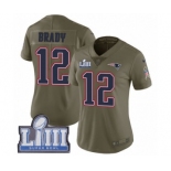 Women's Nike New England Patriots #12 Tom Brady Limited Olive 2017 Salute to Service Super Bowl LIII Bound NFL Jersey