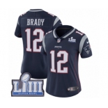 Women's Nike New England Patriots #12 Tom Brady Navy Blue Team Color Vapor Untouchable Limited Player Super Bowl LIII Bound NFL Jersey