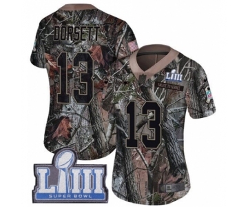 Women's Nike New England Patriots #13 Phillip Dorsett Camo Rush Realtree Limited Super Bowl LIII Bound NFL Jersey