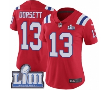 Women's Nike New England Patriots #13 Phillip Dorsett Red Alternate Vapor Untouchable Limited Player Super Bowl LIII Bound NFL Jersey