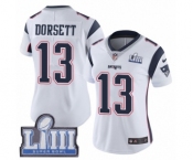 Women's Nike New England Patriots #13 Phillip Dorsett White Vapor Untouchable Limited Player Super Bowl LIII Bound NFL Jersey