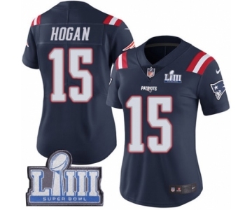 Women's Nike New England Patriots #15 Chris Hogan Limited Navy Blue Rush Vapor Untouchable Super Bowl LIII Bound NFL Jersey