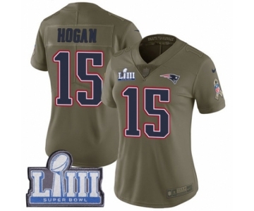 Women's Nike New England Patriots #15 Chris Hogan Limited Olive 2017 Salute to Service Super Bowl LIII Bound NFL Jersey