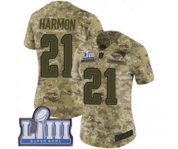 Women's Nike New England Patriots #21 Duron Harmon Limited Camo 2018 Salute to Service Super Bowl LIII Bound NFL Jersey