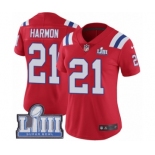 Women's Nike New England Patriots #21 Duron Harmon Red Alternate Vapor Untouchable Limited Player Super Bowl LIII Bound NFL Jersey