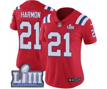 Women's Nike New England Patriots #21 Duron Harmon Red Alternate Vapor Untouchable Limited Player Super Bowl LIII Bound NFL Jersey