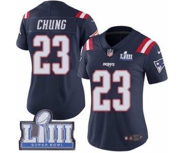 Women's Nike New England Patriots #23 Patrick Chung Limited Navy Blue Rush Vapor Untouchable Super Bowl LIII Bound NFL Jersey