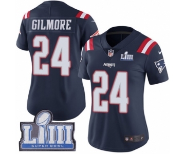 Women's Nike New England Patriots #24 Stephon Gilmore Limited Navy Blue Rush Vapor Untouchable Super Bowl LIII Bound NFL Jersey